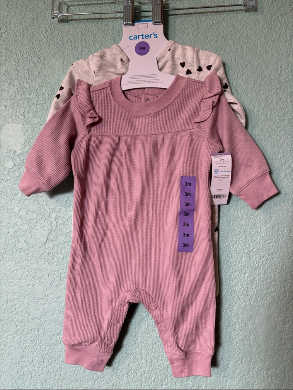 🆕 Carter's girls 2 piece set, pink, 3 mos - NWT